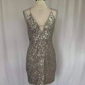 Aidan Mattox Cocktail Dress Gold Sequin